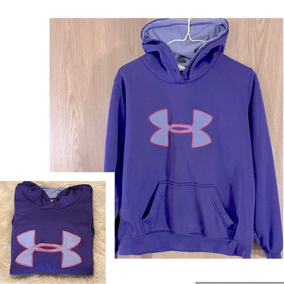 Under Armour Purple Logo Hoodie Sweatshirt - Picture 1 of 4